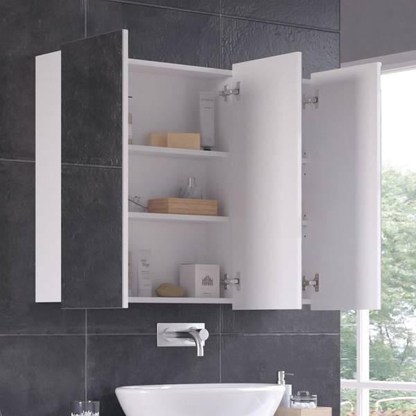 Badspiegelschrank Sola 40819 Weiß - Glas - 100 x 80 x 17 cm