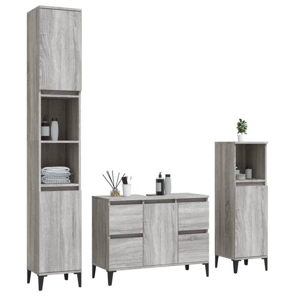 Badmöbel 3029319_de 3er Set Grau