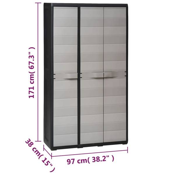 Armoire de jardin 295296-2 Gris - Polypropylène - 38 x 171 x 97 cm