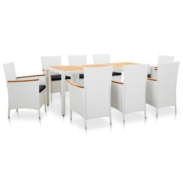 Eethoek Voor Buiten 45980 (9-delig) polyester - acacia - polyethyleen - 90 x 75 x 190 cm