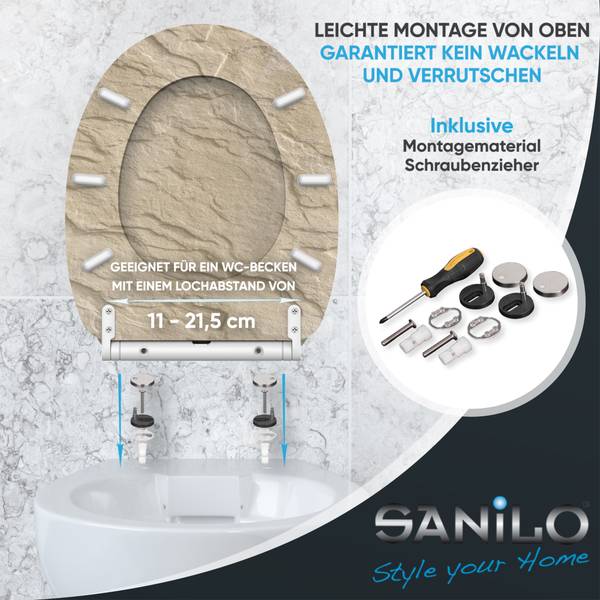 WC-Sitz Sand Stone Braun - Holzwerkstoff - 38 x 6 x 48 cm