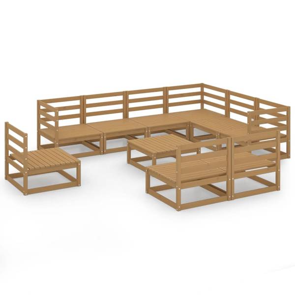 Garten-Lounge-Set 3009830-1 (10-teilig) Braun - Kiefer - 70 x 30 x 70 cm