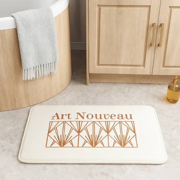 Badezimmerteppich Art Déco Beige - Textil - 60 x 40 x 60 cm
