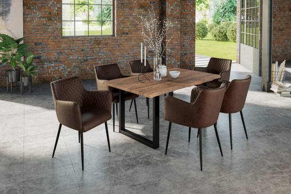 Esstisch LAUREN Beige - 180 x 90 cm - Schwarz