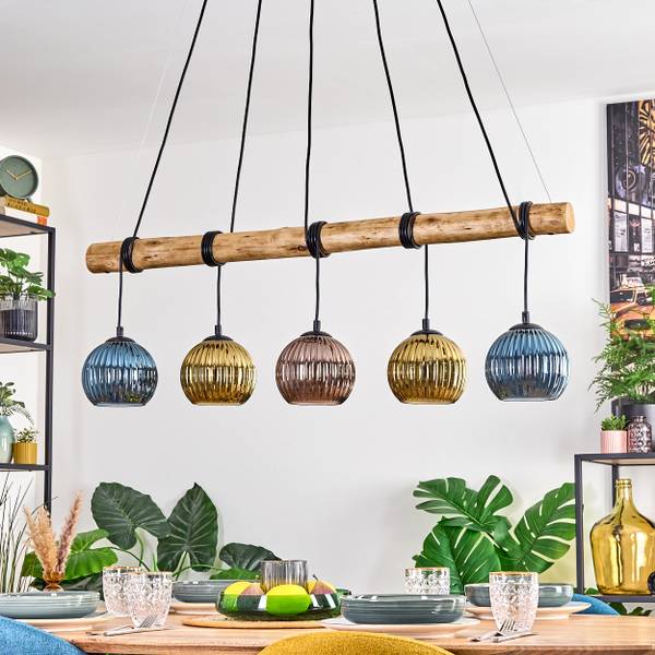 Pendelleuchte Cesaro Blau - Gold - Holzwerkstoff - Metall - 34 x 150 x 100 cm