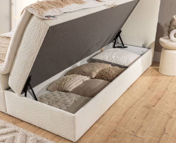 Boxspringbett BINETA Creme - Breite: 184 cm