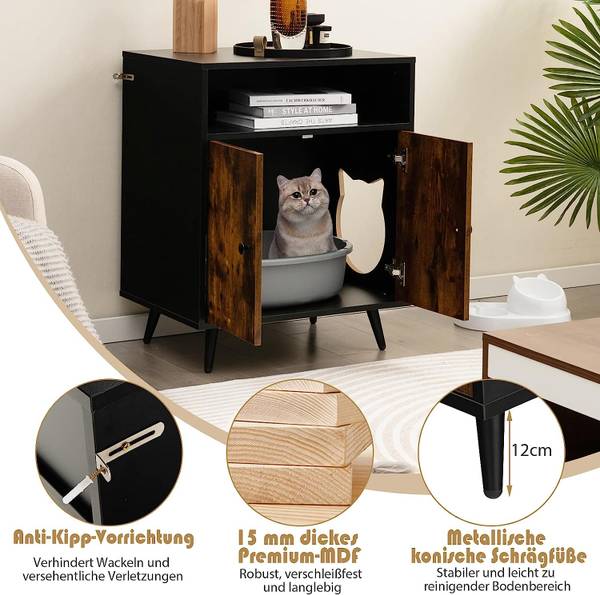 Beistelltisch mit Doppeltüren Braun - Holzwerkstoff - 45 x 75 x 60 cm