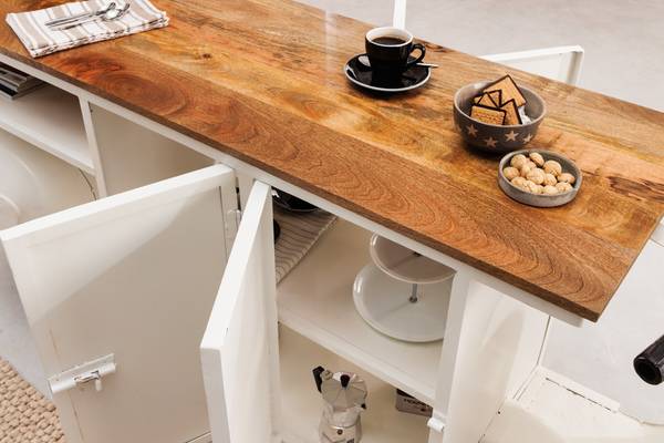 Barschrank SCOOTER Braun - Weiß - Mango - Eisen - 250 x 105 x 66 cm