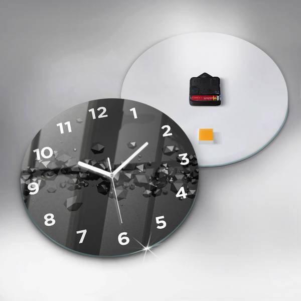Wanduhr Metallischer Schimmer Schwarz - Glas - 30 x 30 x 0 cm