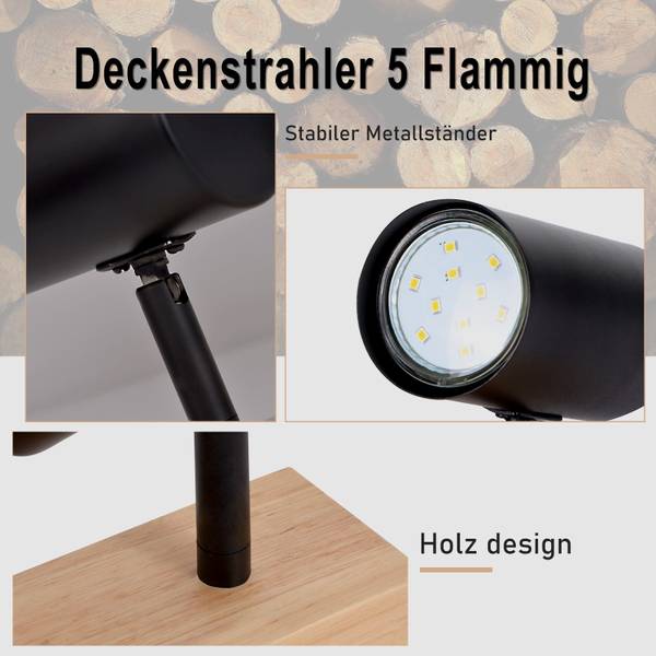 Plafondspot DADp zwart - ijzer - 11 x 15 x 63 cm