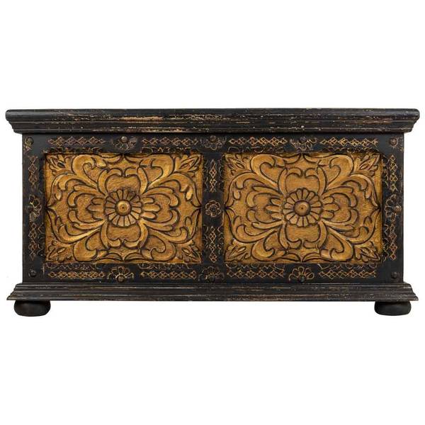 Truhe Imperial Schwarz - Massivholz - 101 x 47 x 40 cm