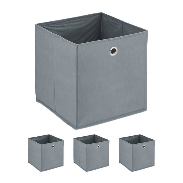 Lichtgrijze opbergmand set van 4 grijs - zilver - ijzer - 30 x 30 x 30 cm