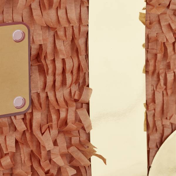 Pinata Set Schatztruhe mit Stab & Maske Braun - Gold - Weiß - Papier - Kunststoff - 30 x 27 x 23 cm