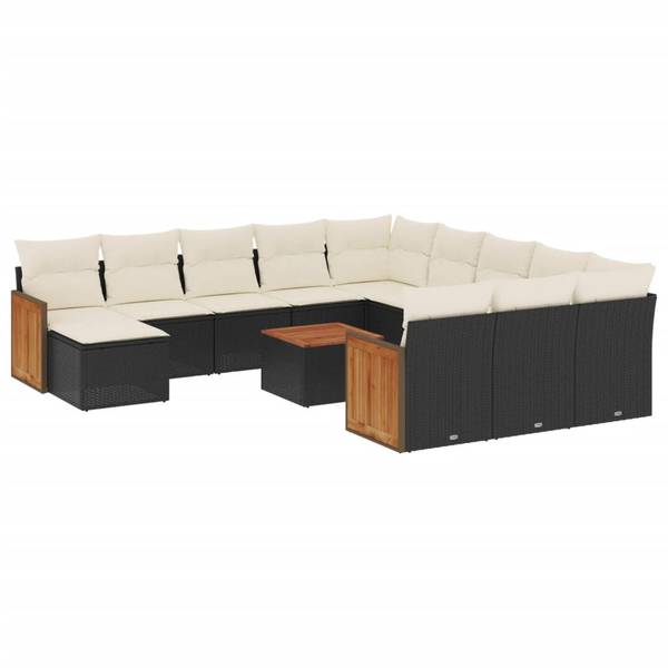 Salon de jardin 3035042-2 lot de 13 Noir - Crème