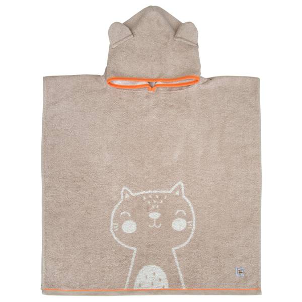 Kinder Poncho Katze Beige - Baumwollstoff - 60 x 1 x 60 cm