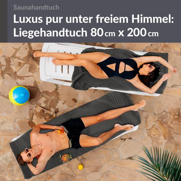 Saunahandtuch London 2er-Set Grau - Frottee - 80 x 1 x 200 cm