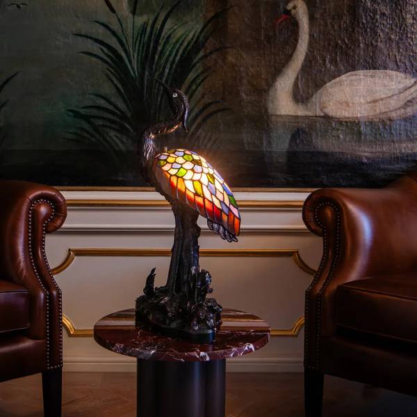 Tiffany Tischlampe Reiher 7060 Grün - Glas - 21 x 53 x 26 cm