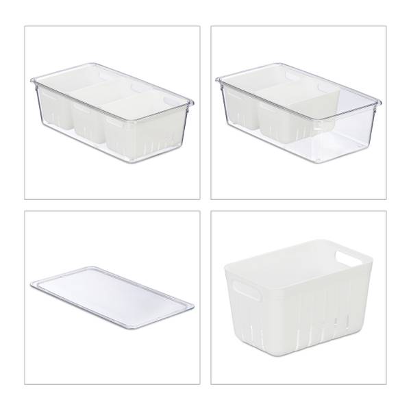 Kühlschrank Organizer 3er Set Weiß - Kunststoff - 32 x 10 x 18 cm