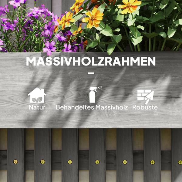 Hochbeet 845-796V00GY Grau - Massivholz - 16 x 80 x 60 cm