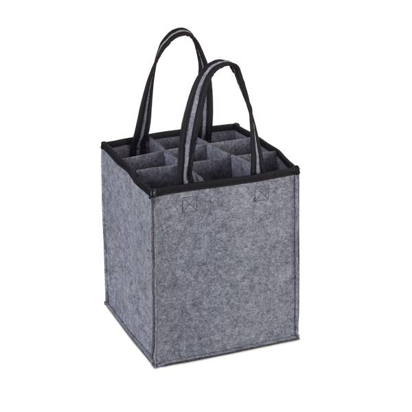 6 x Flaschentasche Filz anthrazit Schwarz - Grau - Filz - 24 x 45 x 24 cm