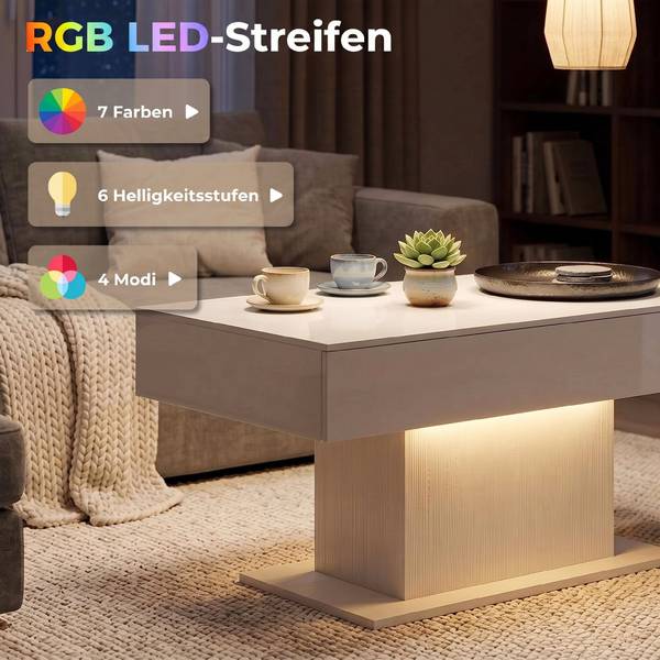 Couchtisch 83B-849V90WT Weiß - Holzwerkstoff - 48 x 55 x 108 cm