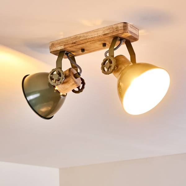 Deckenleuchte Cotes Grün - 16 x 23 x 32 cm - Flammenanzahl: 2 - Metall - Durchmesser Lampenschirm: 145 cm