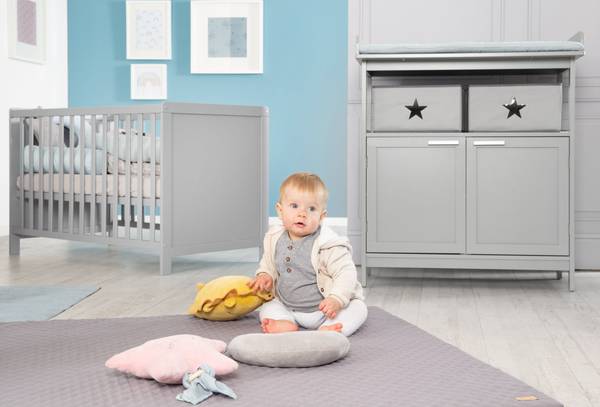 Babyzimmer Set Hamburg 2-teilig Grau - Polyester PVC