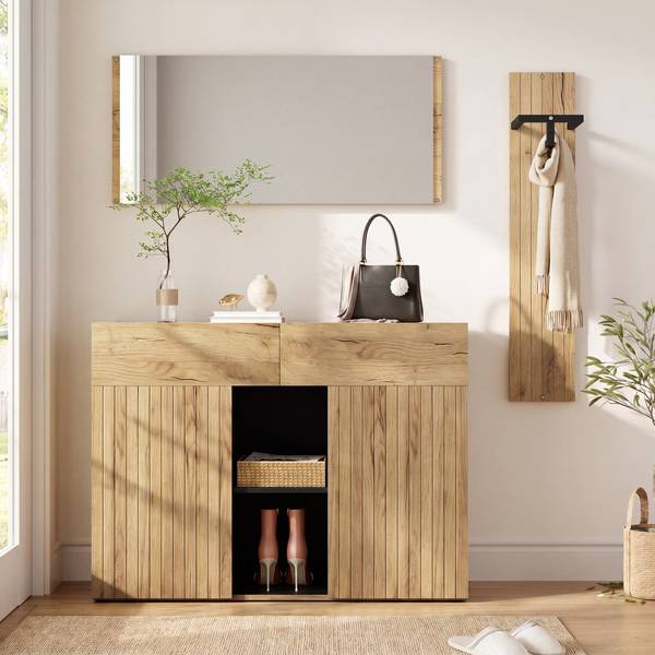 Garderobenset NATZOOM443(3er Set) Braun - Holzwerkstoff