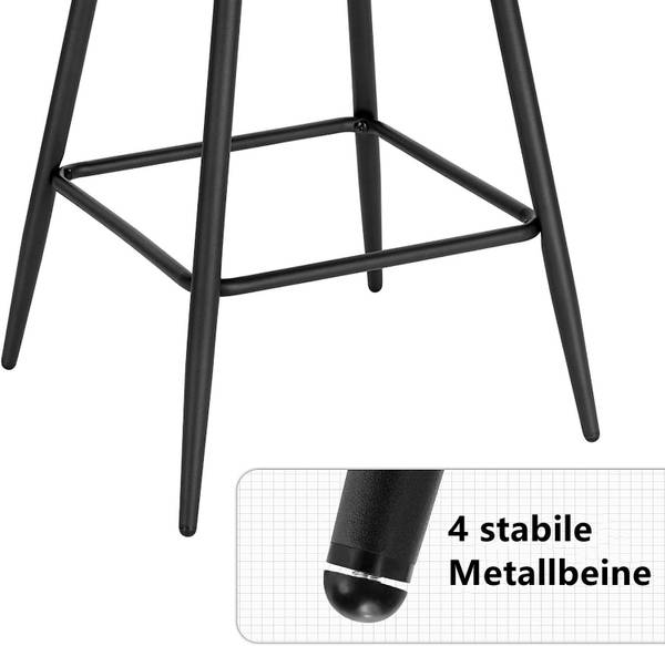 Barhocker Baraa （2er Set） Schwarz - Samt - 44 x 88 x 44 cm