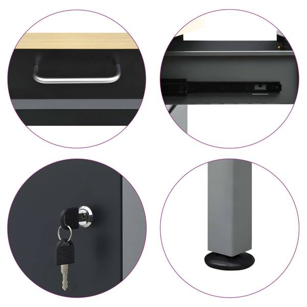 Werkbank 145347 Schwarz - Stahl - 60 x 85 x 160 cm