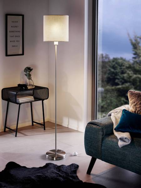 Stehleuchte Pasteri I Mischgewebe / Stahl - 1-flammig - Silber