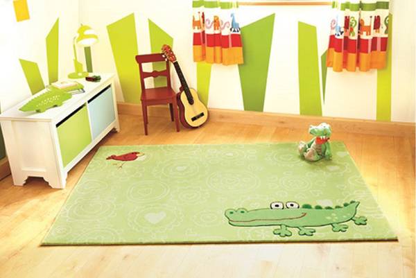 Kinderteppich Happy Zoo Crocodile Grün - Polyacryl - 120 x 2 x 180 cm