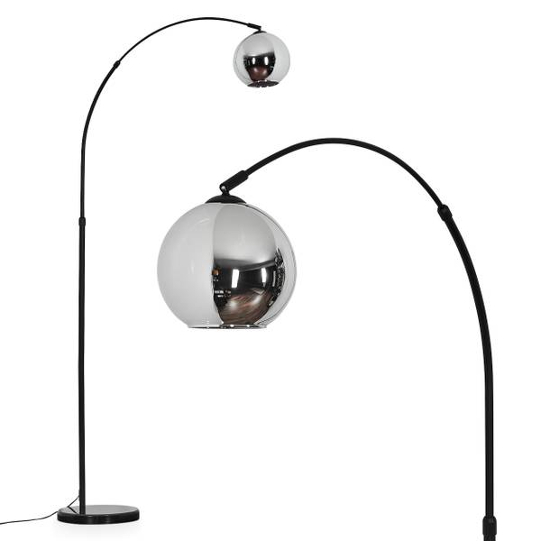Stehlampe Cesaro Grau - Silber - Aluminium - Klarglas - Marmor - 101 x 185 x 72 cm