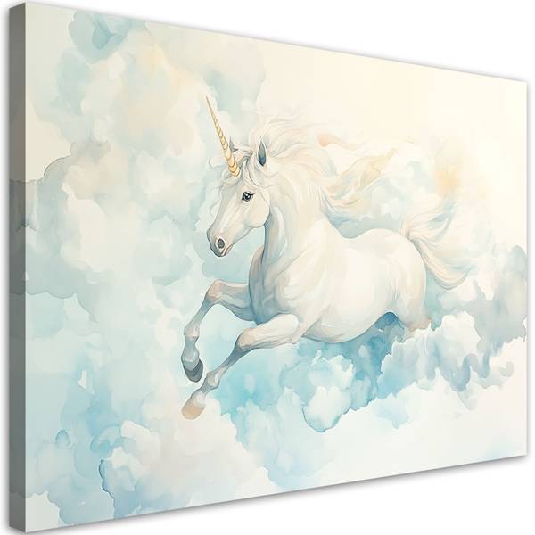 Wandbild einhorn in den wolken 90 x 60 cm