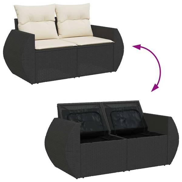 Garten-Lounge-Set 3037161-2 (9-teilig) Schwarz - Creme