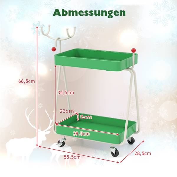 Servierwagen OY47360 Grün - Metall - 29 x 67 x 56 cm