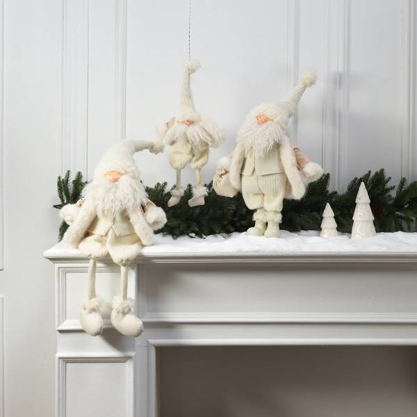 Sitzende Weihnachtsmann-Figur  VELVET Weiß - Kunststoff - 28 x 78 x 1 cm