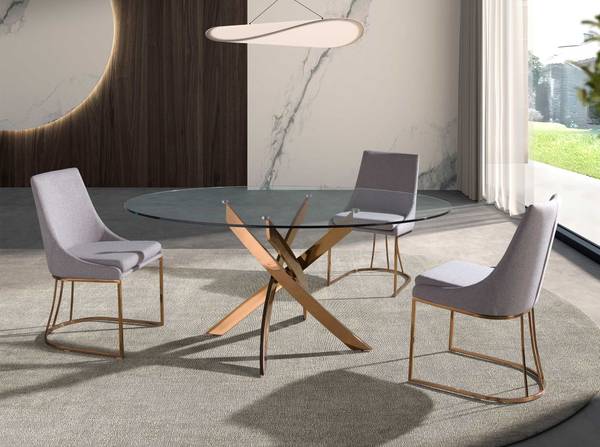 Esstisch 1169 Pink - Klarglas - Sicherheitsglas - 130 x 75 x 130 cm