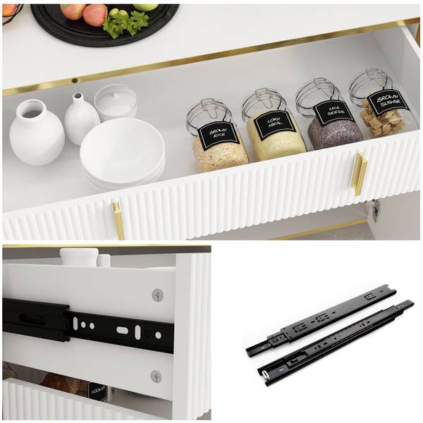 Sideboard LWJ83 Weiß - Holzwerkstoff - 160 x 80 x 40 cm