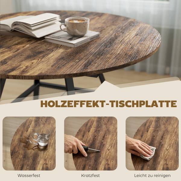 Eettafel 83A-478V00RB bruin - plaatmateriaal op houtbasis - 100 x 76 x 100 cm