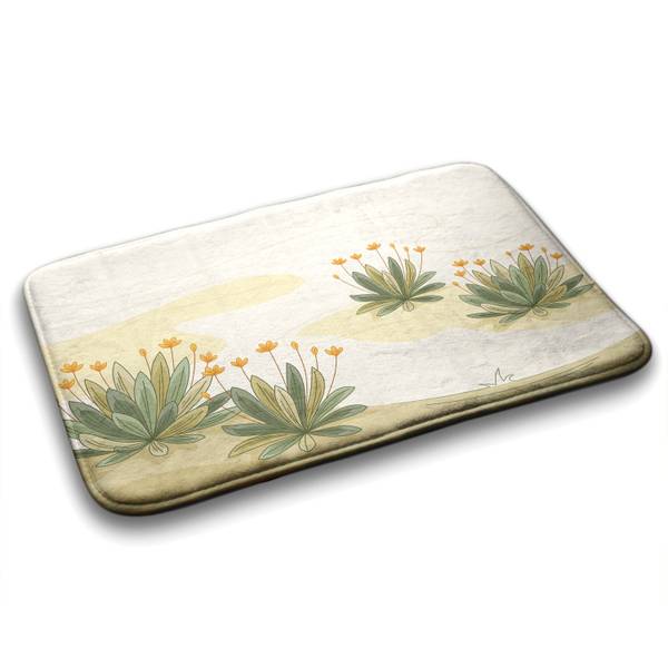 Badteppich Pflanzen Blumen Beige - Textil - 90 x 60 x 90 cm