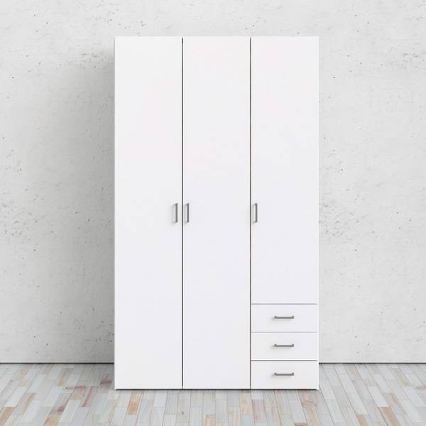 Kleiderschrank Spell Weiß - Holz teilmassiv - 116 x 200 x 50 cm