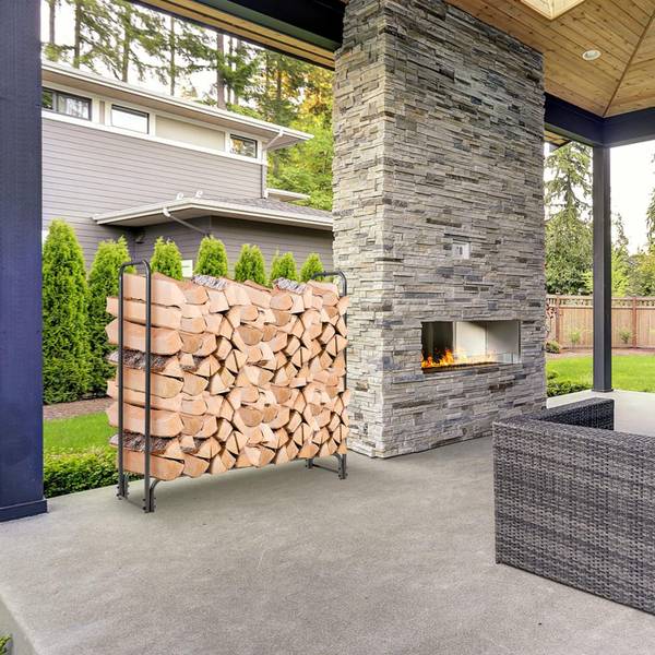 Kaminholzregal Aussen Metall Schwarz - Metall - 36 x 123 x 123 cm