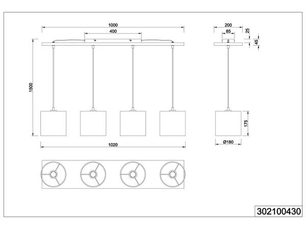 Pendelleuchte Holz, Stoff Beige Beige - Braun - Massivholz - Textil - 100 x 150 x 20 cm
