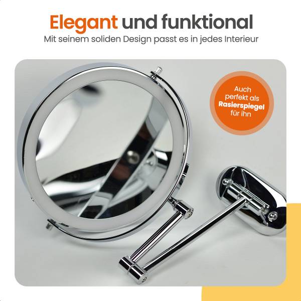 Make-up Spiegel Illumination Silber - Metall - 27 x 27 x 27 cm