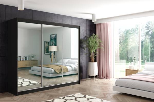 Kleiderschrank DEBI Schwarz - Breite: 240 cm