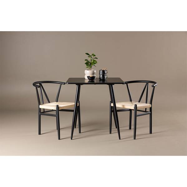 Essgruppe Polar 3-teilig Schwarz - Holzwerkstoff - 75 x 75 x 75 cm