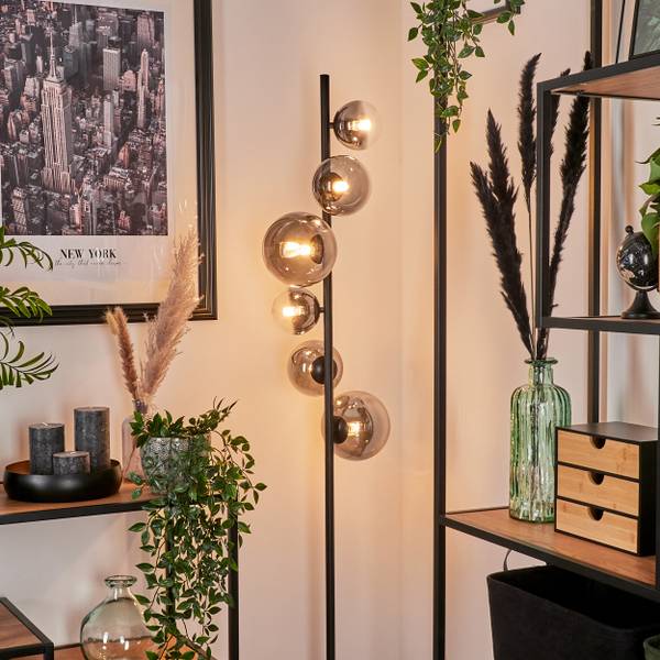 Stehlampe Garaguso Glas Grau - Durchsichtig - 80 x 160 x 80 cm - Durchmesser: 30 cm - Flammenanzahl: 6