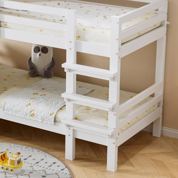 Etagenbett Huda Weiß - Holzwerkstoff - Massivholz - 111 x 192 x 205 cm