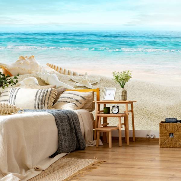Fototapete Muscheln Strand Sand Wellen 300 x 210 x 210 cm